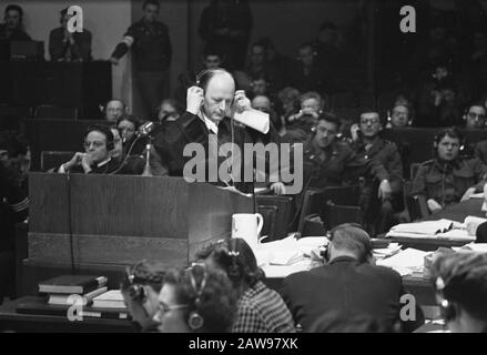 Prozess Nürnberg Datum: 4. Dezember 1945 Ort: Nürnberg Schlagwörter: Kriegsverbrecher, Prozesse, Fall-WWII Stockfoto