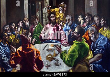 Das Essen in Simons 1600 El Greco (Domenikos Theotokópoulos) 1541- 1614, 17., Jahrhundert, Spanien, Spanisch, Griechisch, Griechenland. Stockfoto