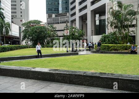 Singapur. Januar 2020. Ein Panoramablick auf den Raffles Place Stockfoto