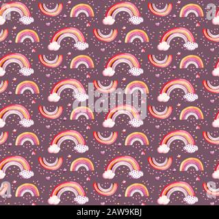 Modisches Regenbogenmuster, perfekt für jeden Zweck. Modisches Druckdesign. Cooles, nahtloses Muster im Sommer. Stoff, Tapete Design. Stockfoto