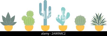 Topfkaktus mit dekorativen Motiven Stock Vektor