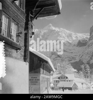 Königsbesuch in Grindelwald, Bilder von Grindelwald Datum: 31. Dezember 1953 Standort: Grindelwald Schlüsselwörter: Hotels, Landschaften Stockfoto