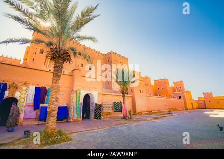 Taourirt Kasbah - Traditionelle marokkanische Tonfestung in der Stadt Ouarzazate, Marokko. Stockfoto