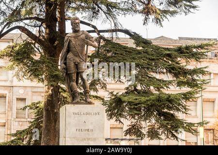 Valladolid, Spanien. Denkmal für Rey Felipe II. De Espana (König Philipp II. Von Spanien und Portugal) Stockfoto