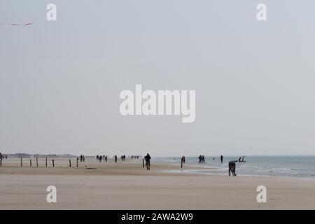 Breiter sandiger Strand der dänischen Nordseeküste Stockfoto