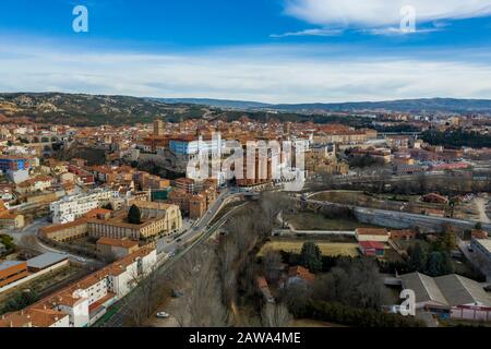 Luftbild von Teruel, einer der vergessenen Provinzen Spaniens Stockfoto