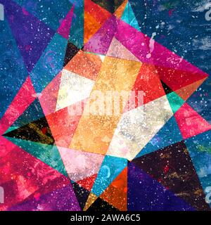 Abstrakte retro Aquarell Hintergrund aus geometrischen Formen Stockfoto