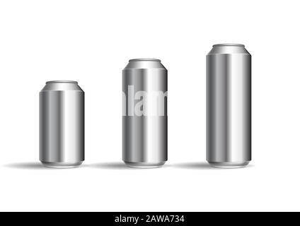 Realistische Aluminiumdosen. Stock Vektor
