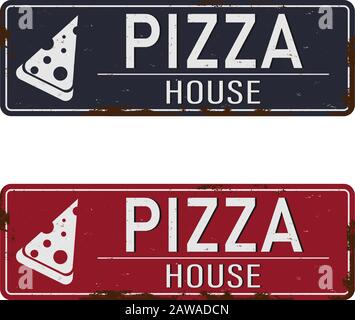 Einfaches Design mit Pizza House Vector Logo, Icon-Idee für Restaurantmarke. Stock Vektor