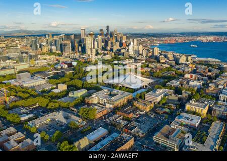Luftaufnahmen vom Belltown District in Seattle Stockfoto