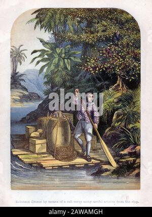 1865 , GROSSBRITANNIEN : ROBINSON CRUSOE und FREITAG , Gravur des britischen Künstlers Alexander Frank Lydon ( A. F. Lydon , 186-1917 ) für die 1865 e Stockfoto