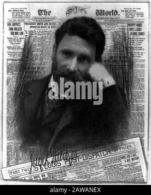 1890 Ca, NEW YORK, USA: Der ungarisch-mericanische Journalist, Politiker und Pubblierer JOSEPH PULITZER (* um 1848; † um 1911). Zeitungsverlag der St Stockfoto