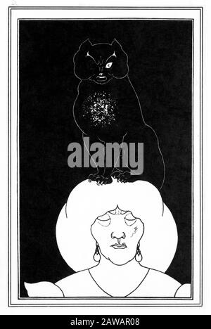 1890 Ca: Die SCHWARZE CAT des englischen Malers und Schriftstellers AUBREY BEARDSLEY ( Brighton 1872 - Menton, Frankreich 1898 ). Illustrator von SALOME von Oscar Wilde Stockfoto