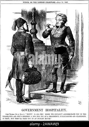 Ägypten: Der KHEDIVE Isma'il Pasha (* um 1830; † nach 1895), bekannt als Ismail The Magnificent . Karikatur mit dem briten JOHN THOMAS aus der Satyrica Stockfoto