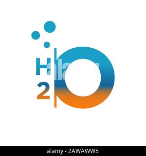 Benutzerdefinierte H2O-Logo chemische Formel für Wasser der Buchstabe des H2O-Vektors Stock Vektor