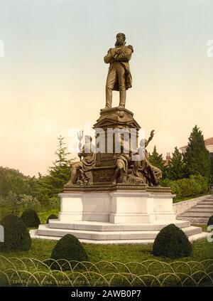 1900 Ca, POLA, Istrien, Austro-Ungarn: Denkmal für den österreichischen Admiral Baron WILHELM Von TEGETTHOFF (* um 167; † 1871), Photochrom von Detroit Pubbl Stockfoto