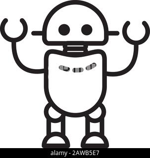 Robotermaschinen-Zeichentechnik künstliche Vektordarstellung lineare Gestaltung Stock Vektor