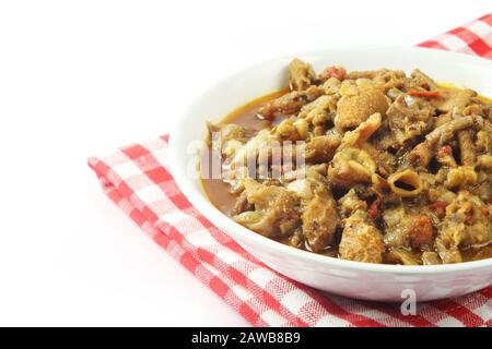 Indische traditionelle Nahrung Ziegendarm gravy Stockfoto