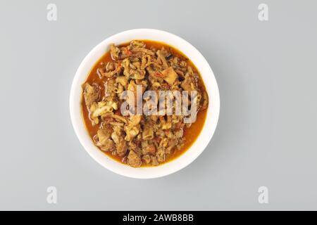 Indische traditionelle Nahrung Ziegendarm gravy Stockfoto