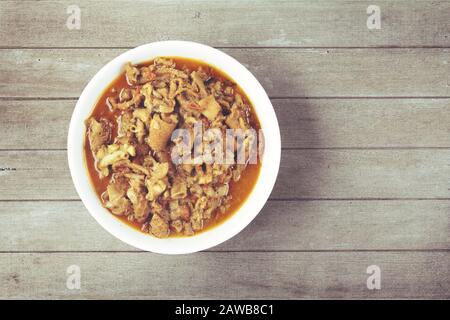 Indische traditionelle Nahrung Ziegendarm gravy Stockfoto