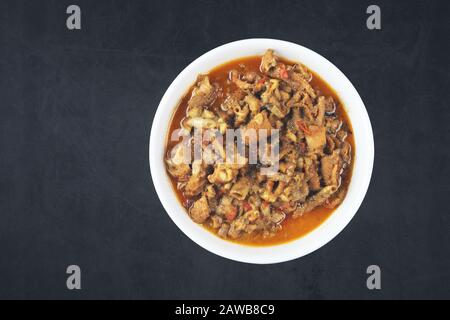 Indische traditionelle Nahrung Ziegendarm gravy Stockfoto