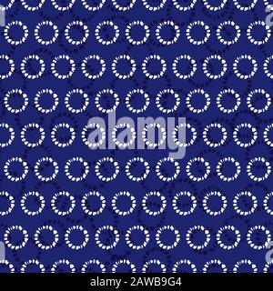 Vektor blau Shibori einfach Polka Punkt 06 nahtloses Muster. Geeignet für Textil, Geschenkverpackung und Tapete. Stock Vektor