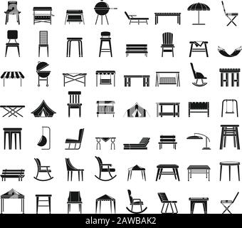 Startseite Gartenmöbel Ikonen Set. Einfaches Set mit Vektorsymbolen für Gartenmöbel für Webdesign auf weißem Hintergrund Stock Vektor