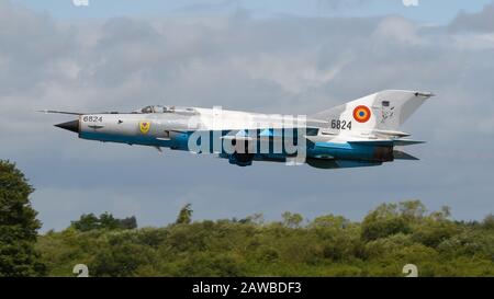 Rumänische Luftwaffe MiG-21 LanceR auf der Royal International Air Tätowierung 2019 Stockfoto