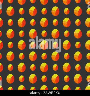 Farbenfrohes Osterei mit nahtlosem Muster. Handzeichnen von Aquarellskizze auf grauem Hintergrund. Farbenfrohe Illustration. Das Bild kann in Grußkarten, Plakaten, Flyern, Bannern, Logos, weiterem Design usw. verwendet werden Stockfoto