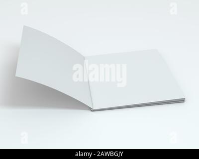 Leere fotorealistische Broschüre verspotts auf weißem Hintergrund. 3D-Rendering Stockfoto