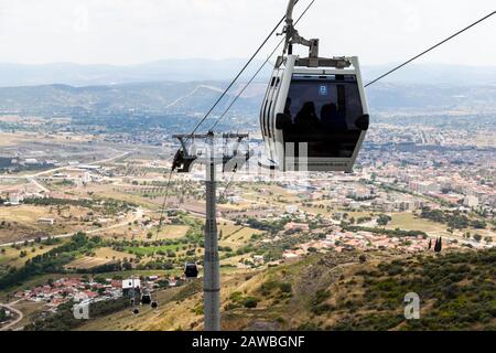 Die Seilbahn fährt zum Tempel der Akropolis, Pergamon Empire Stockfoto