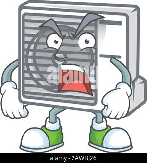 Geteiltes Cartoon-Design der Klimaanlage mit verärgertem Gesicht Stock Vektor