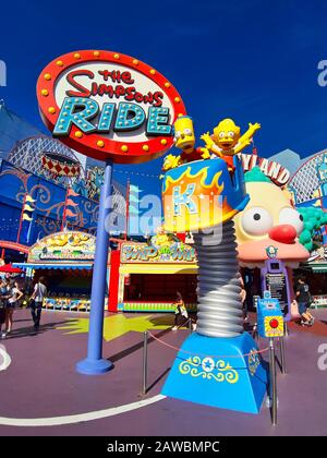 Los Angeles, USA - August 2019: Krusty Land im Simpsons-Bereich der Universal Studios Los Angeles, Kalifornien Stockfoto