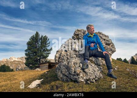 Porträt von Peter Habeler, einem der größten österreichischen Bergsteiger. Stockfoto