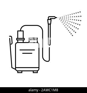Sprühwerkzeug, Hochdruckreiniger mit Symbol für isolierte Leitung der Feldspritze Stock Vektor