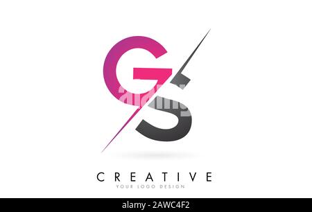 GS G S Letter Logo mit Farbblockdesign und Kreativem Schnitt. Kreatives Logo-Design. Stock Vektor