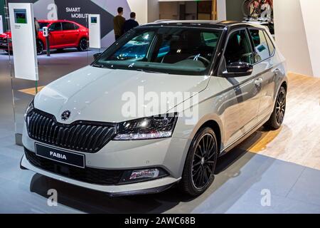 Brüssel - 9. JANUAR 2020: Neues Skoda Fabia Fahrzeugmodell auf der Autosalon 2020 in Brüssel vorgestellt. Stockfoto