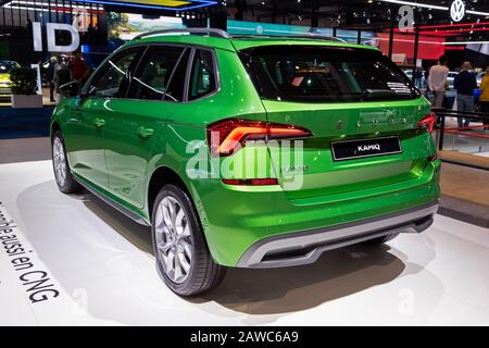 Brüssel - 9. JANUAR 2020: Neues Skoda Kamiq Kompakt-SUV-Fahrzeugmodell auf der Autosalon 2020 in Brüssel. Stockfoto