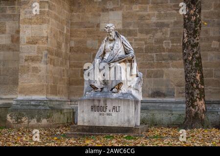 Wien, Österreich 25. November 2019 - Rudolf Alt Maler-Skulptur in Wien. Stockfoto