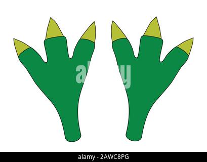 Comic Dinosaurier Footprint Silhouette über einem weißen Hintergrund Stock Vektor