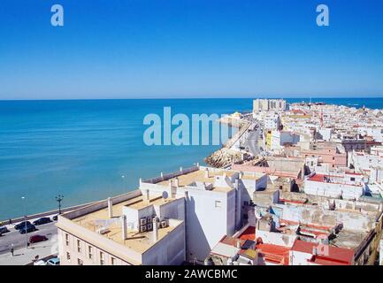 Bezirk La Viña, Luftbild. Cadiz, Andalucía, Spanien. Stockfoto