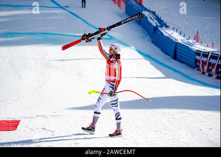 Garmisch Partenkirchen, Deutschland. Februar 2020. Viktoria REBENSBURG Deutschland AT - AUDI FIS-SKI-WELTCUP 2019/20 Womans Downhill - Garmisch Partenkirchen am 8. Februar 2020 in Garmisch Partenkirchen.(GER OUT) Credit: Thomas Reiner/ESPA/Alamy Live News Stockfoto