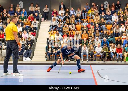 Rotterdam, 08-02-2020, Topsportcentrum Rotterdam, Halve Finale II Nederlands Kampioenschap Zaalhockey Hoofdklasse Heren. Tijdens de wedstrijd Amsterdam - Pinoke. Stockfoto