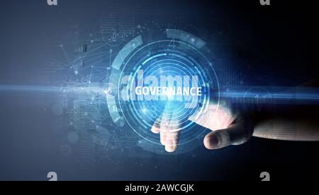 Hand berühren, Governance, modernen Business Konzept Stockfoto