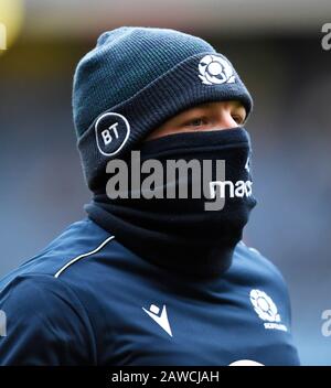 Edinburgh, Schottland, Großbritannien. Februar 2020. Edinburgh, Schottland, Großbritannien. Guinness Six Nations Test: Schottland gegen England. ScotlandÕs Hamish Watson während des Aufwärmens abgebildet. Kredit: Ian Rutherford/Alamy Live News Stockfoto