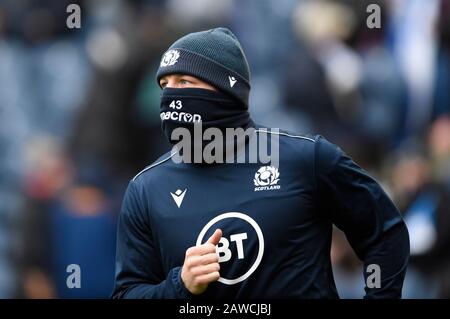 Edinburgh, Schottland, Großbritannien. Februar 2020. Edinburgh, Schottland, Großbritannien. Guinness Six Nations Test: Schottland gegen England. ScotlandÕs Hamish Watson während des Aufwärmens abgebildet. Kredit: Ian Rutherford/Alamy Live News Stockfoto