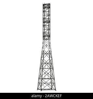 Ein Hochspannungs-Stromleitungsturm auf weißem Hintergrund. Isolieren. 3D-Rendering mit hervorragender Qualität in hoher Auflösung. Er kann vergrößert und als verwendet werden Stockfoto