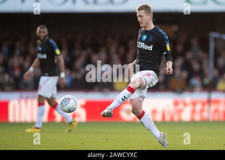 London, Großbritannien. Februar 2020. George Saville von Middlesbrough während des EFL Sky Bet Championship Matches zwischen Brentford und Middlesbrough im Griffin Park, London, England am 8. Februar 2020. Foto von Salvio Calabrese. Nur redaktionelle Nutzung, Lizenz für kommerzielle Nutzung erforderlich. Keine Verwendung bei Wetten, Spielen oder einer einzelnen Club-/Liga-/Spielerpublikationen. Kredit: UK Sports Pics Ltd/Alamy Live News Stockfoto