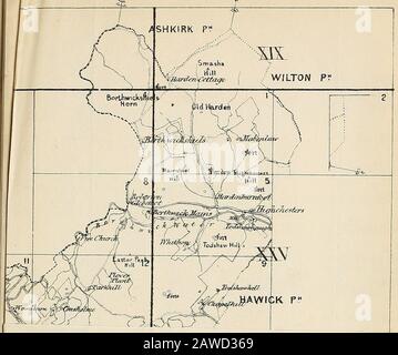 Ordnance Survey of Scotland, Books of Reference to the 25 inch Parish Maps of Scotland, Vol63, Rathven to Ruthven. OEDNANCE SUEYEY OF SCOTLAND. BUCH VON EEFERENCE ZUM PLAN DER PFARREI ROBERTON IM COUNTY ROXBURGH, DIE 18038-223 ACRE UMFASST. COLONEL HENRY JAMES, R.E., FRS., F.G.S., SUPERINTENDENT DER ORDNANCE SURVEY. GEDRUCKT IM ORDNUNGSAMT VON SOUTHAMPTON. 1859. ERLÄUTERUNGEN. Die Skala der Parish Pläne ist die 1-2500 der tatsächlichen Länge auf dem Boden und ist gleich £5344 Zoll zu einer Meile, was sehr ap-proximately gleich einem Quadratzoll zu einem a ist Stockfoto