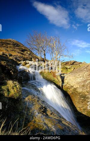 Comb Beck Wasserfälle bei Buttermere im Lake District, Cumbria. Stockfoto